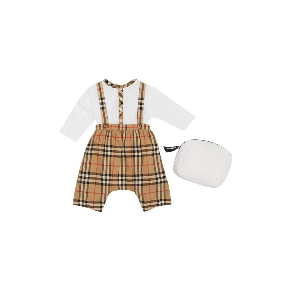 BURBERRY
Burberry check overalls + body set